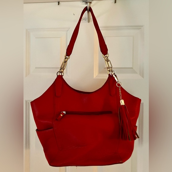 Kelly & Katie Handbags - Kelly & Katie Red Tasseled Handbag Gold-Tone Hardware
